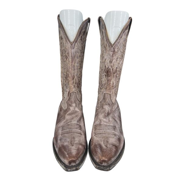 Tri Star Men’s Apache Brown White Distressed Cowboy Boots Size US 9 EE - Picture 7 of 11